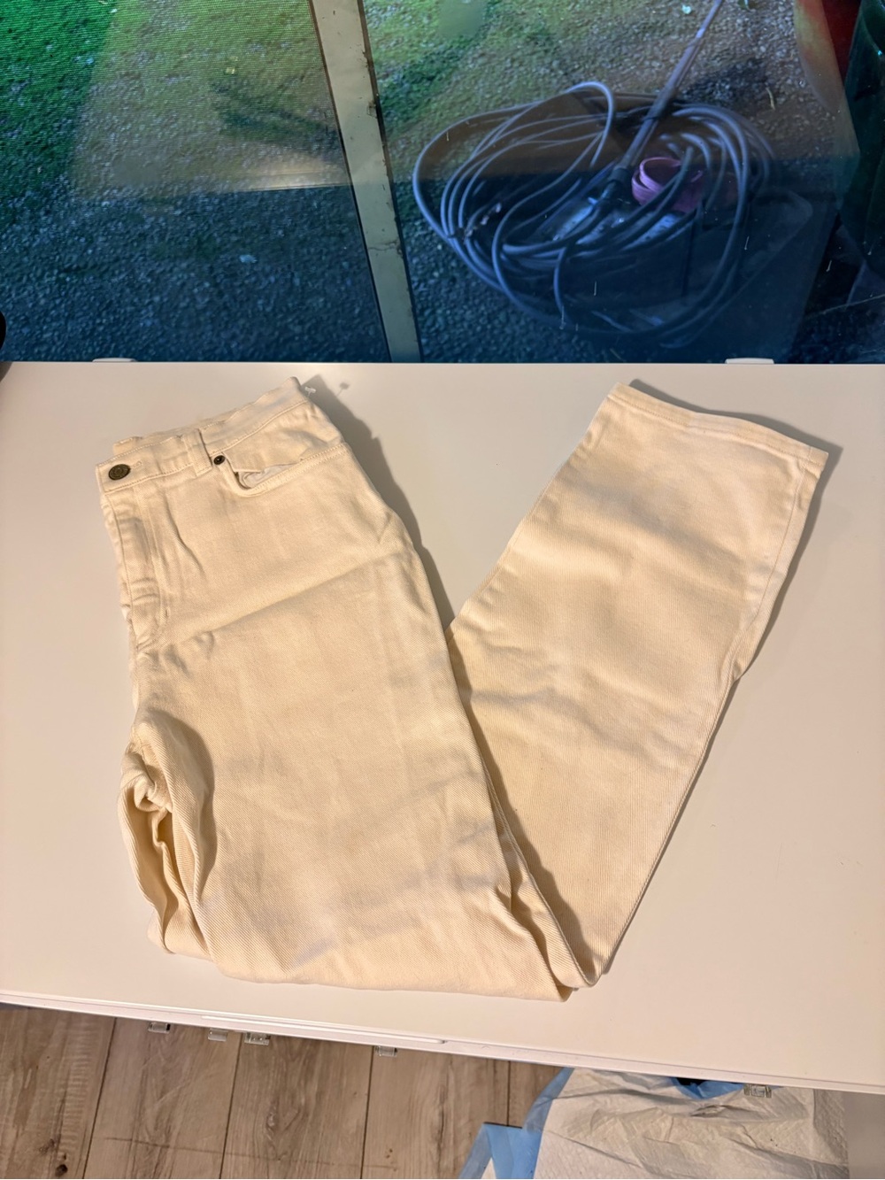 Women’s VINTAGE Ralph Lauren mid-Rise PETITE Straight Jeans white cotton